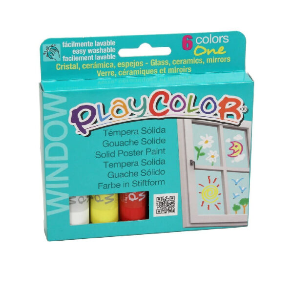 Boite De 6 Sticks Gouache Solide Window One PlayColor chez librairie copie sousse