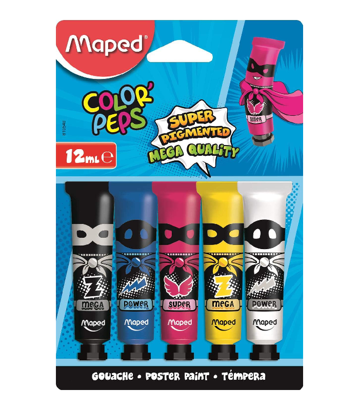 Lot De 5 Tubes de Peinture Gouache Maped 12ml chez librairie copie sousse