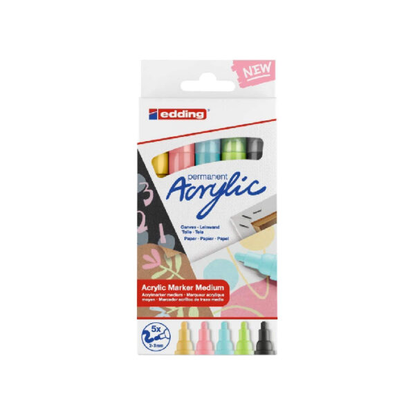 Set 5 Marqueurs Acryliques Permanent, Pastel – Edding chez librairie copie sousse