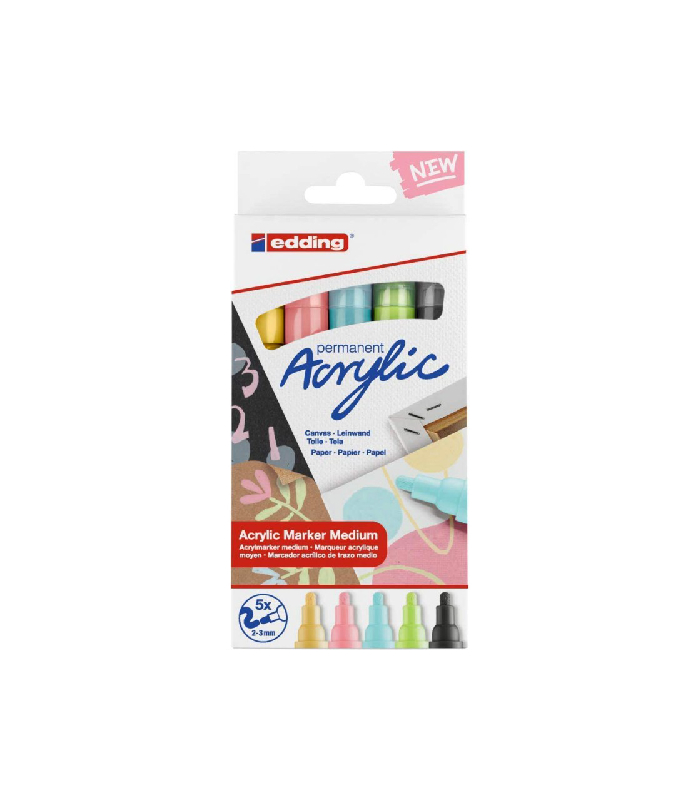 Set 5 Marqueurs Acryliques Permanent, Pastel – Edding chez librairie copie sousse