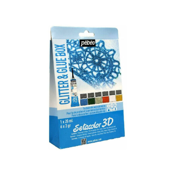 Set Setacolor 3D Colle Et Poudres Pailletées Pebeo chez librairie copie sousse