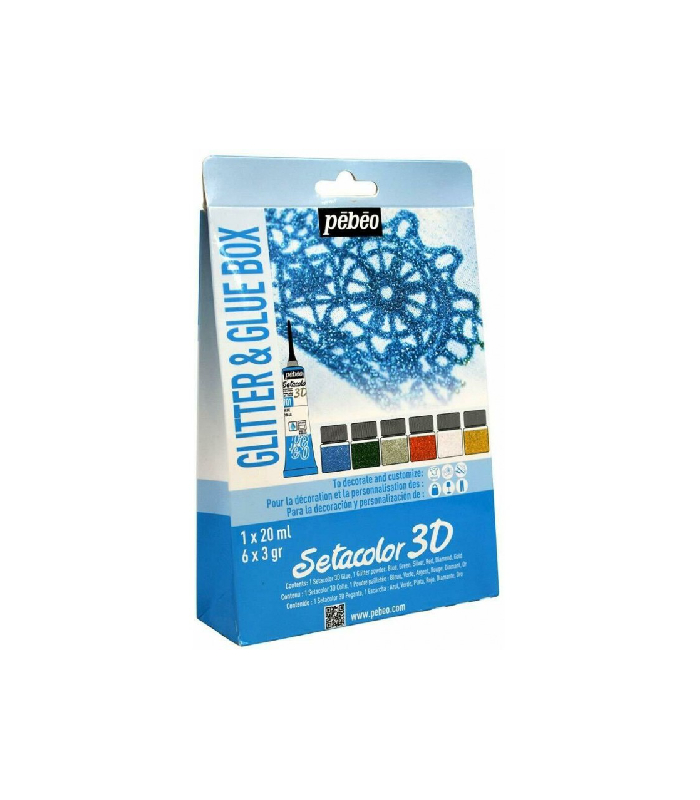 Set Setacolor 3D Colle Et Poudres Pailletées Pebeo chez librairie copie sousse