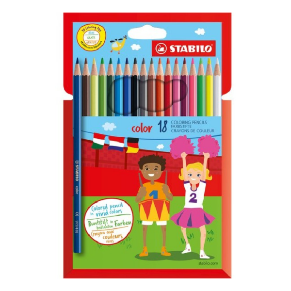 Boîte à crayons Stabilo color 18 pièces chez librairie copie sousse