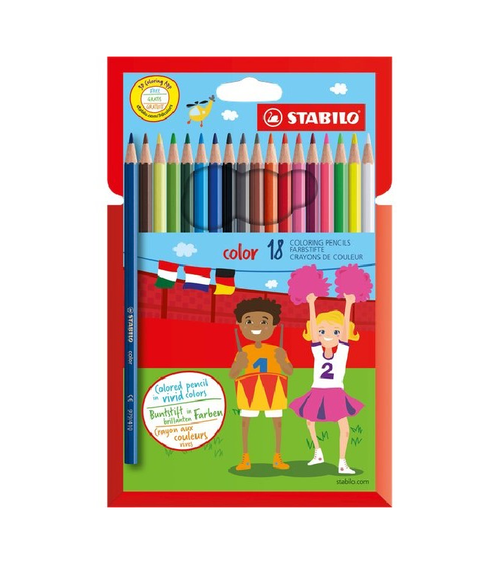 Boîte à crayons Stabilo color 18 pièces chez librairie copie sousse