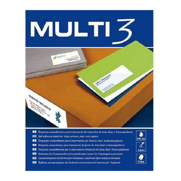 Etiquettes adhésives multi3/65, 38x21.2mm, 100 feuilles chez librairie copie sousse