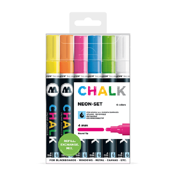 Pack 6 Marqueur craie, 4 mm Neon-set chez librairie copie sousse