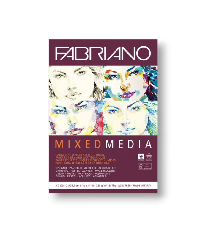 Bloc Fabriano Mixed Media A3 , 250g , 40 feuilles librairie copie